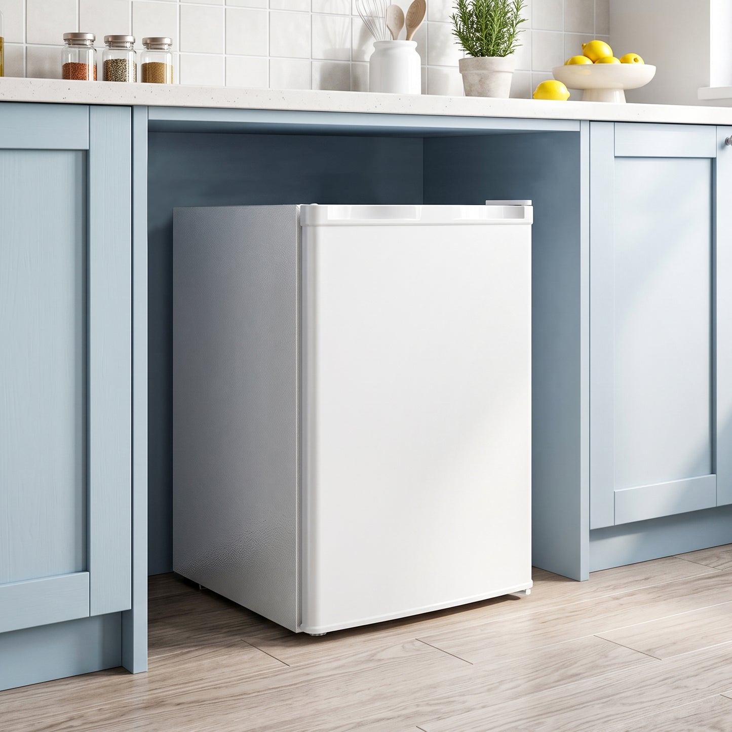 HOMCOM 60L Tabletop Mini Freezer, Countertop Small Freezer with Reversible Door, Removable Wire Shelves, White