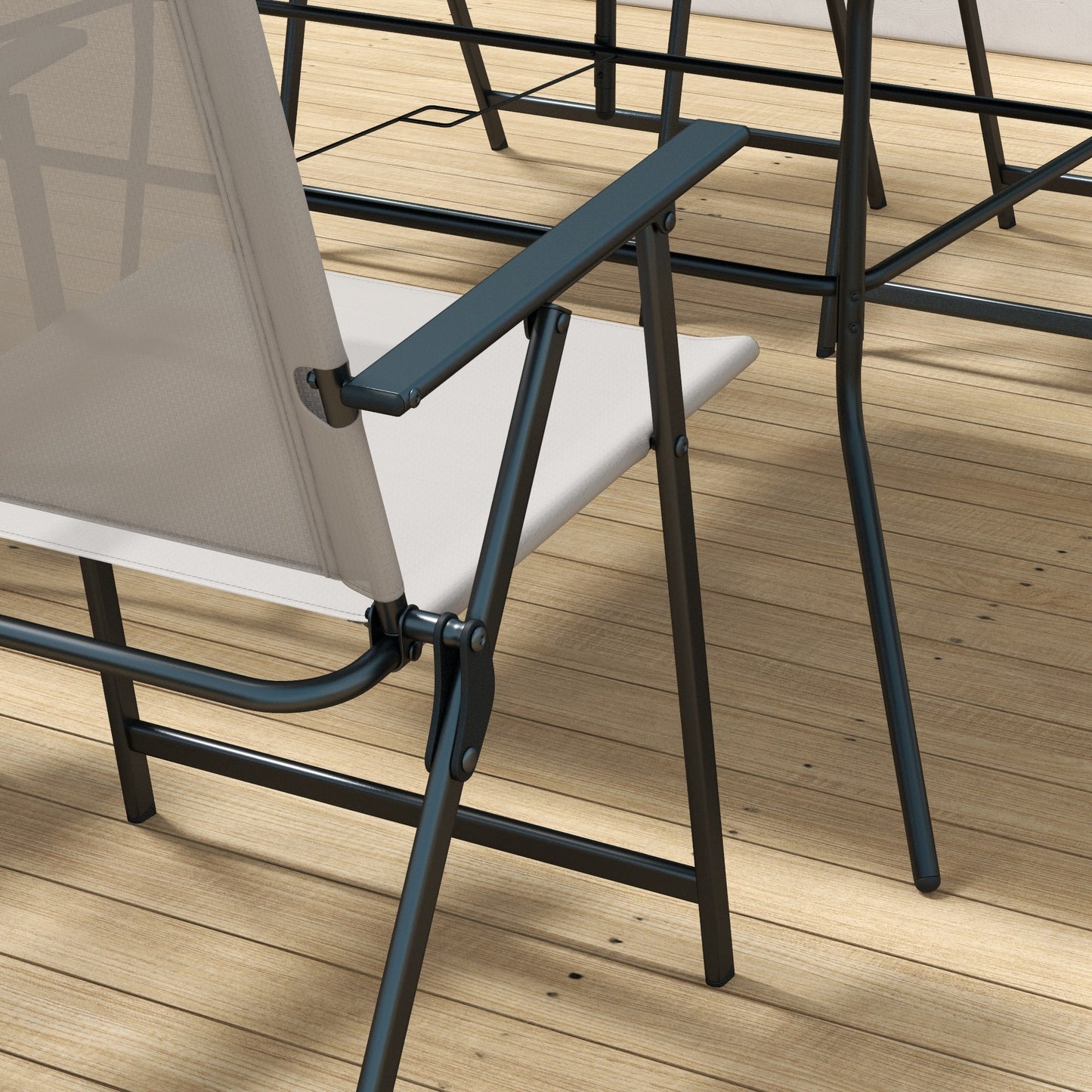 Outsunny 7pc Metal Garden Dining Set with Glass Top - Grey