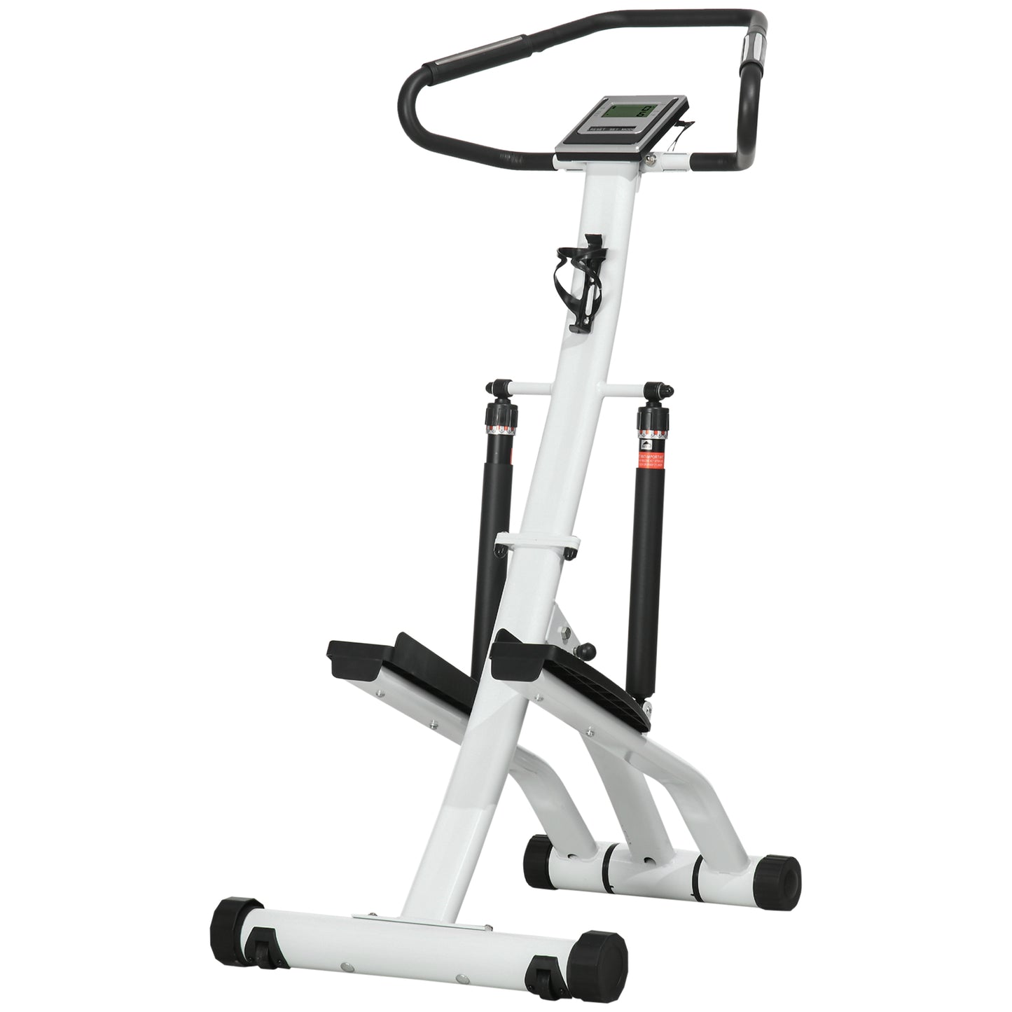 SPORTNOW Foldable Stepper Machine, 12-Level Hydraulic Resistance, LCD Monitor, Drink Holder, Home Workout, White and Black
