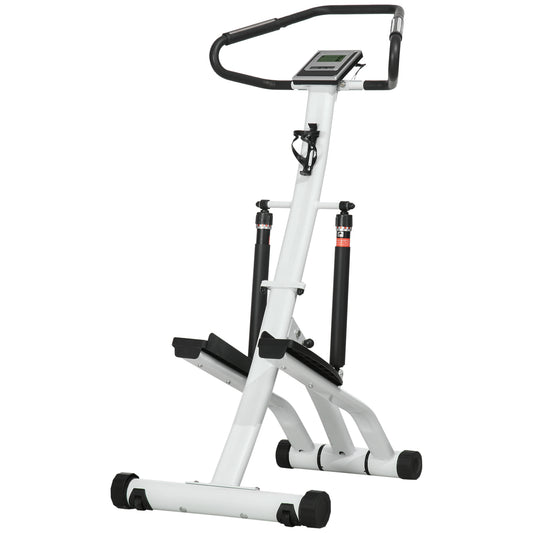 SPORTNOW Foldable Stepper Machine, 12-Level Hydraulic Resistance, LCD Monitor, Drink Holder, Home Workout, White and Black