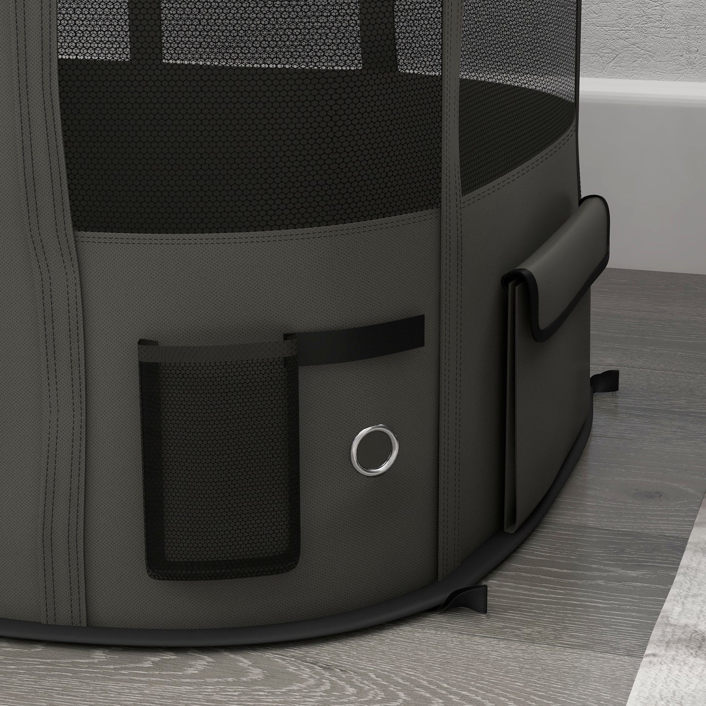 PawHut Foldable Dog Pen with Storage Bag for Indoor/Outdoor Use Grey - Large