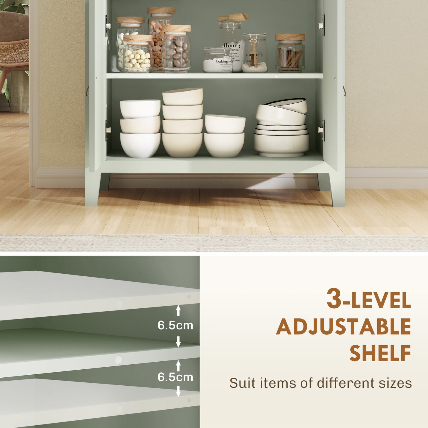 HOMCOM Sideboard for Living Room - Light Green