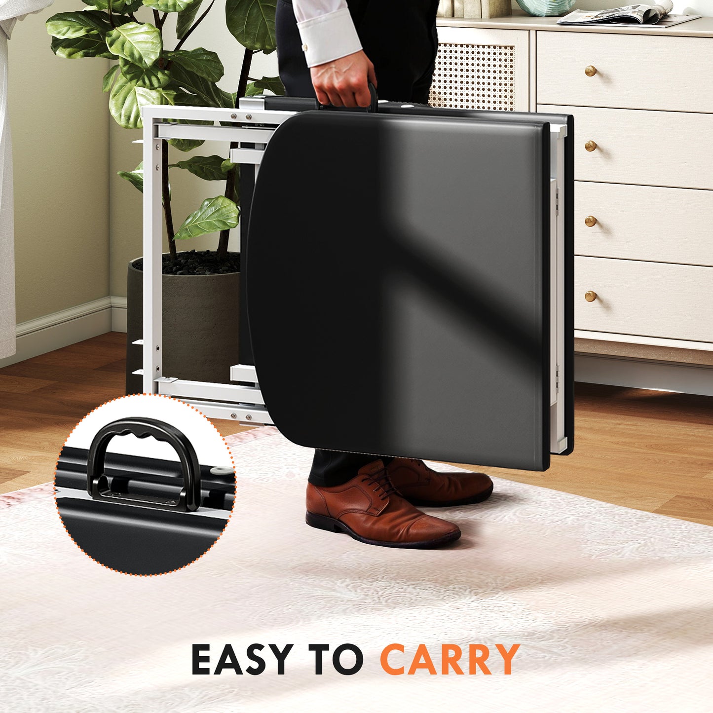 HOMCOM Portable Massage Table, 3-Section Adjustable Beauty Bed, Foldable with Face Hole, Removable Headrest & Armrests for Spa, Lash, Tattoo, Black