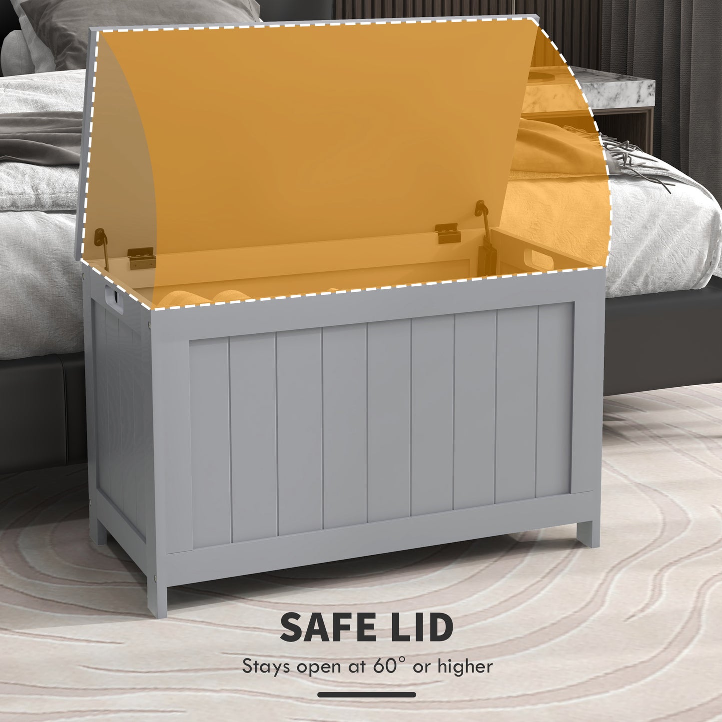 HOMCOM Modern Storage Chest Trunk - Grey
