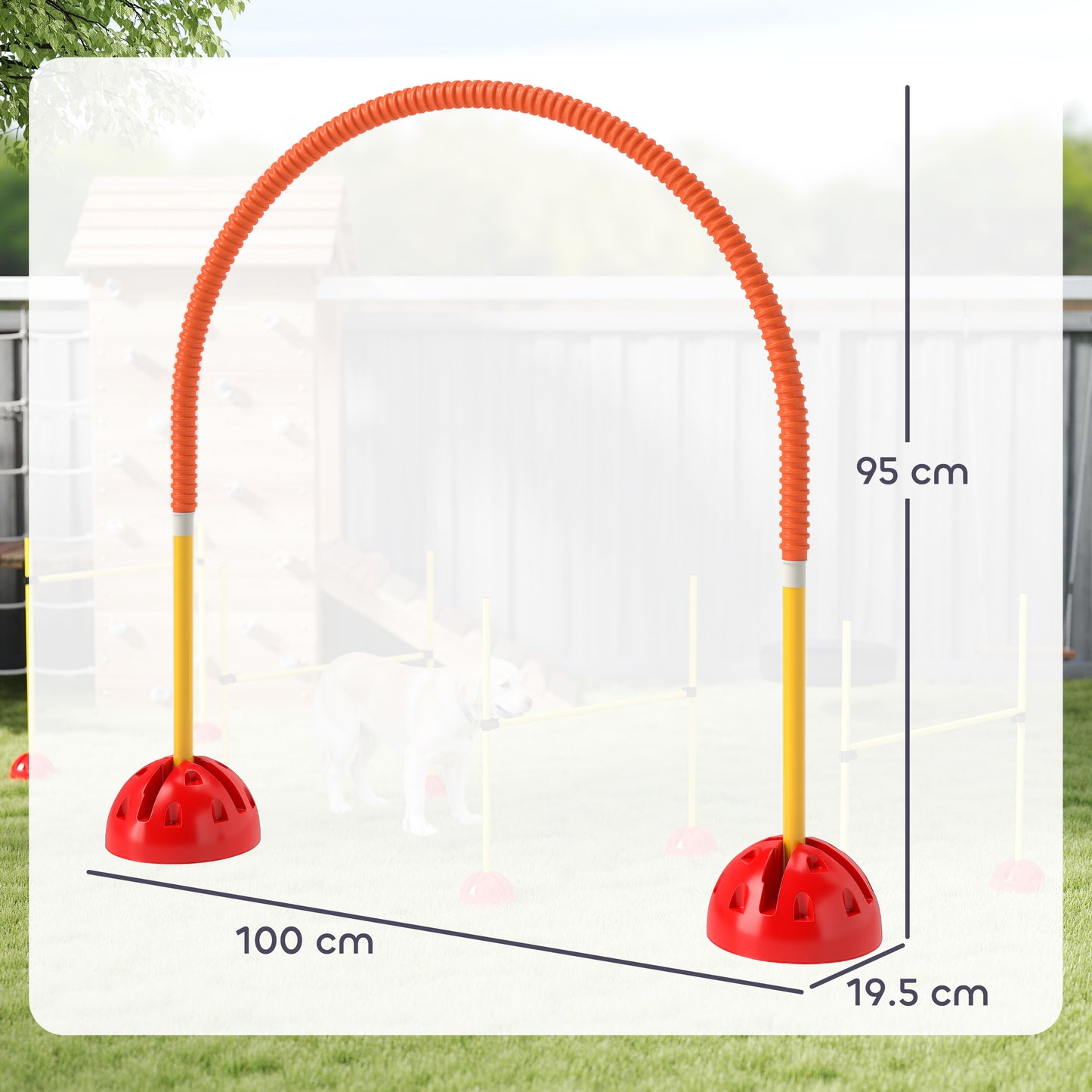 PawHut 5 Piece Dog Agility Training Equipment with 4 Adjustable Width Doors, Carry Bag, for Garden, Orange