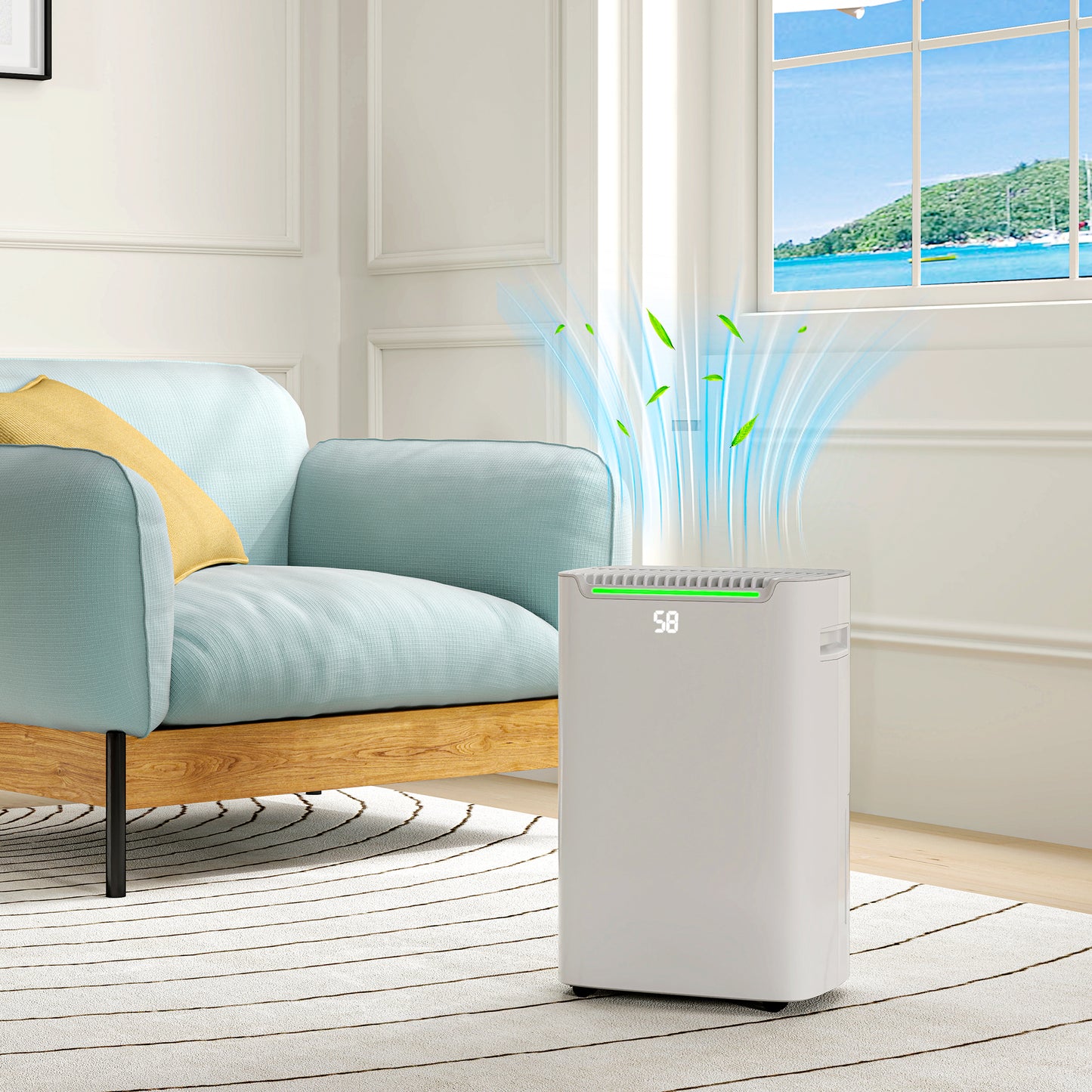 HOMCOM 20L/Day Dehumidifier 2.5L Water Tank, 24H Timer On/off, Digital Humidity Display