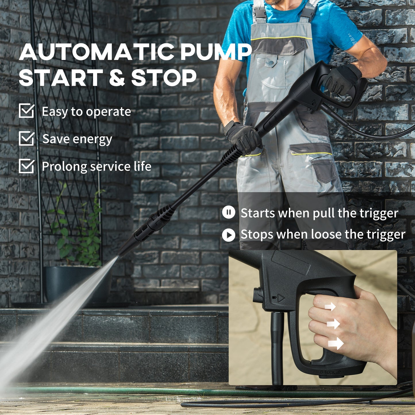 DURHAND 1800W High Pressure Washer, 150 Bar, 510 L/h Flow, Portable Jet Wash with 6M Hose & Reel, Yellow