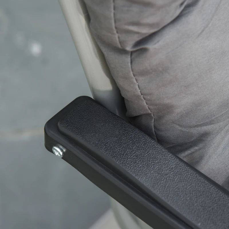 Outsunny 2 Piece Reclining Zero Gravity Chair Metal Frame Folding Garden Sun Lounger with Cushion Headrest Dark Grey