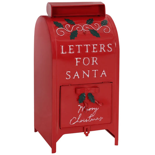 HOMCOM Christmas Post Box, Letters for Santa Mailbox, Freestanding or Wall Mounted Postbox, Indoor Christmas Decoration, Red