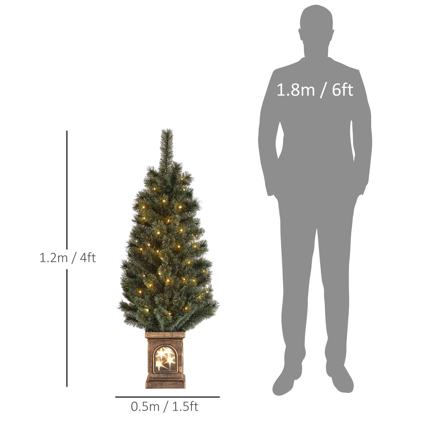 HOMCOM 4ft Artificial Christmas Tree with 80 Warm White LED Lights