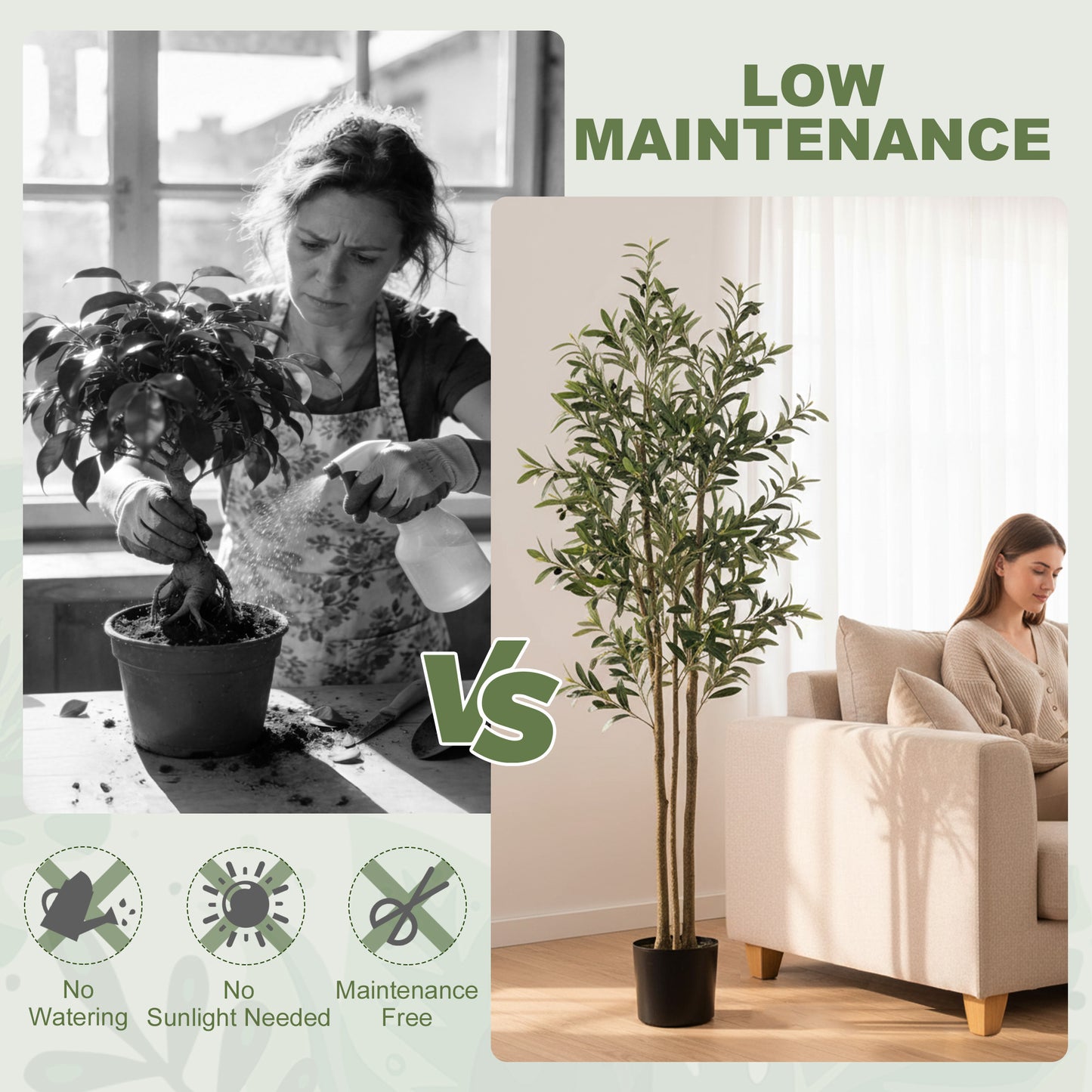 HOMCOM 175 cm Artificial Olive Tree, Tall Faux Plant with 787 Leaves & Adjustable Branches,