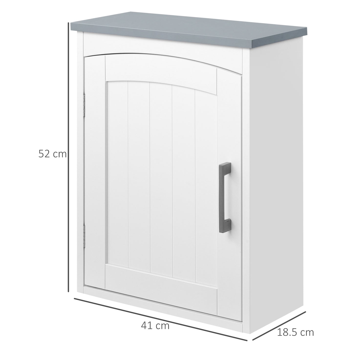 kleankin Wall-Mounted Bathroom Cabinet, Arched Door, Adjustable Shelf, Light Grey & White