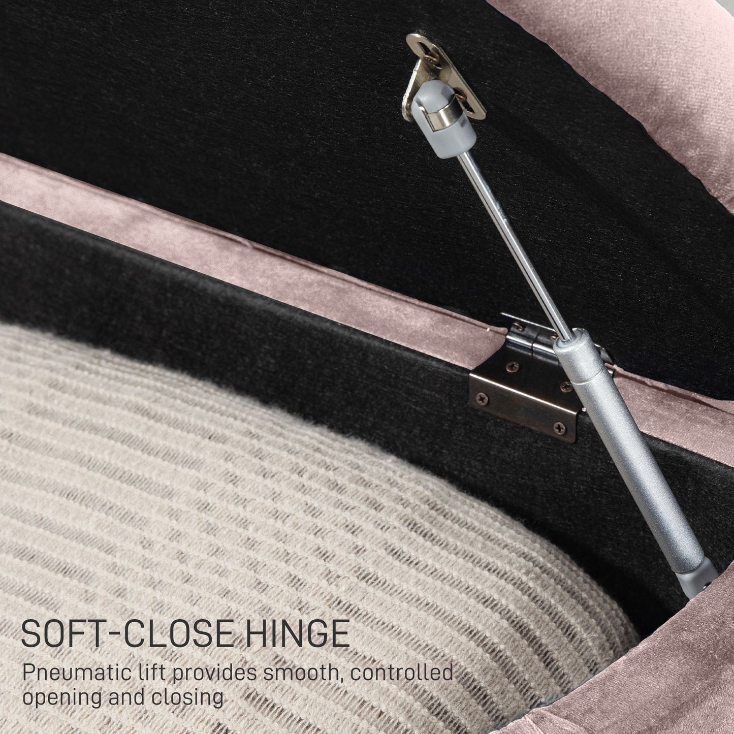 HOMCOM Tufted Semi-Circle Ottoman with Storage - Pink