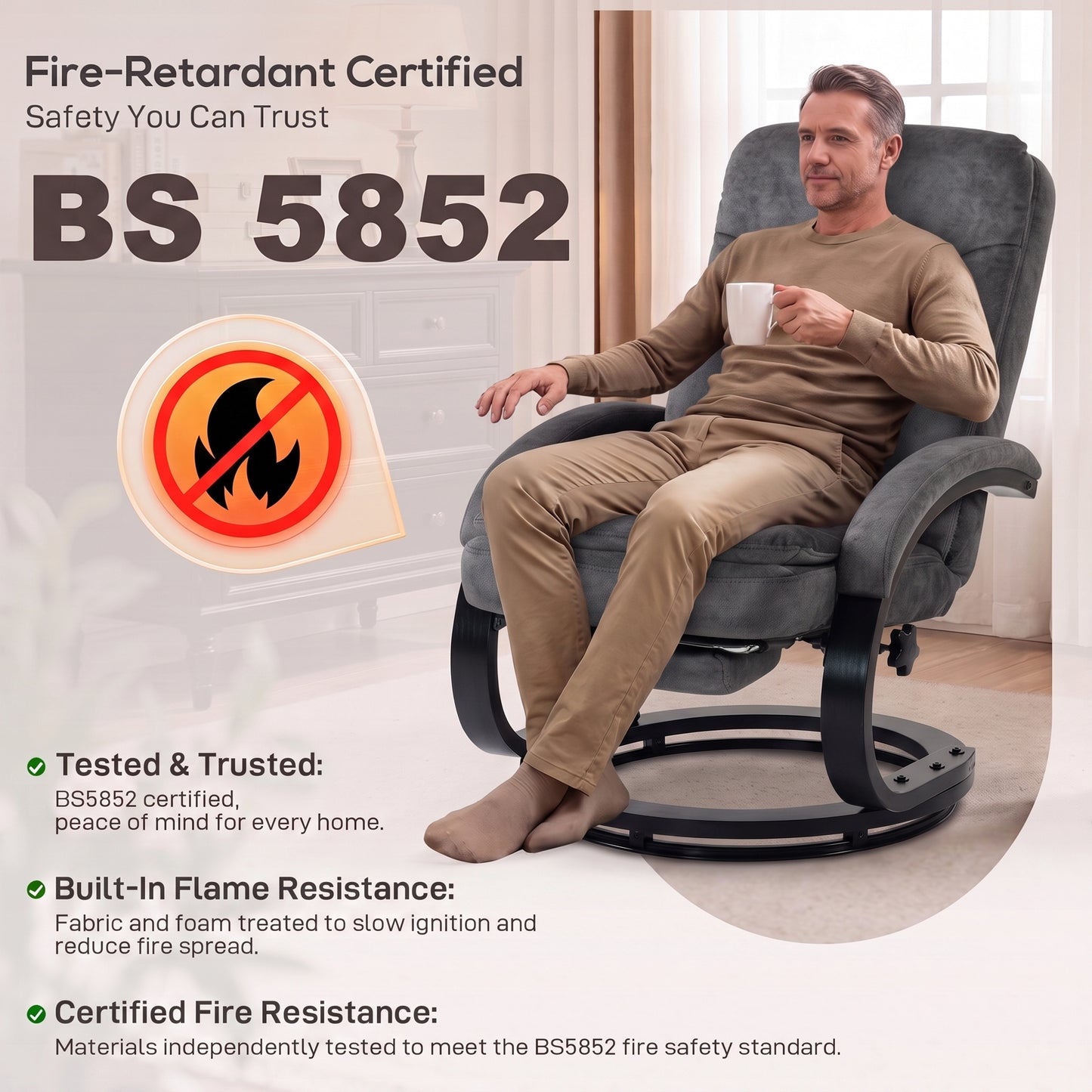 HOMCOM Swivel Recliner Chair, Velvet Recliner Armchair with Retractable Footrest, Dual-Layer Cushion, High Back, Dark Grey