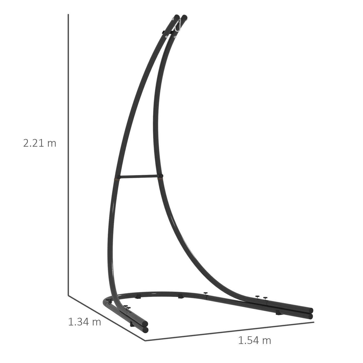 Outsunny Hammock Chair Stand, Heavy Duty Metal Frame, 150 KG Capacity, Indoor/Outdoor Use, Black