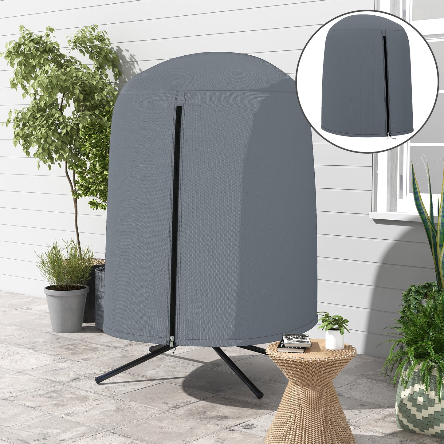 Outsunny 190 x Ø128cm Hanging Egg Chair Furniture Cover - Grey