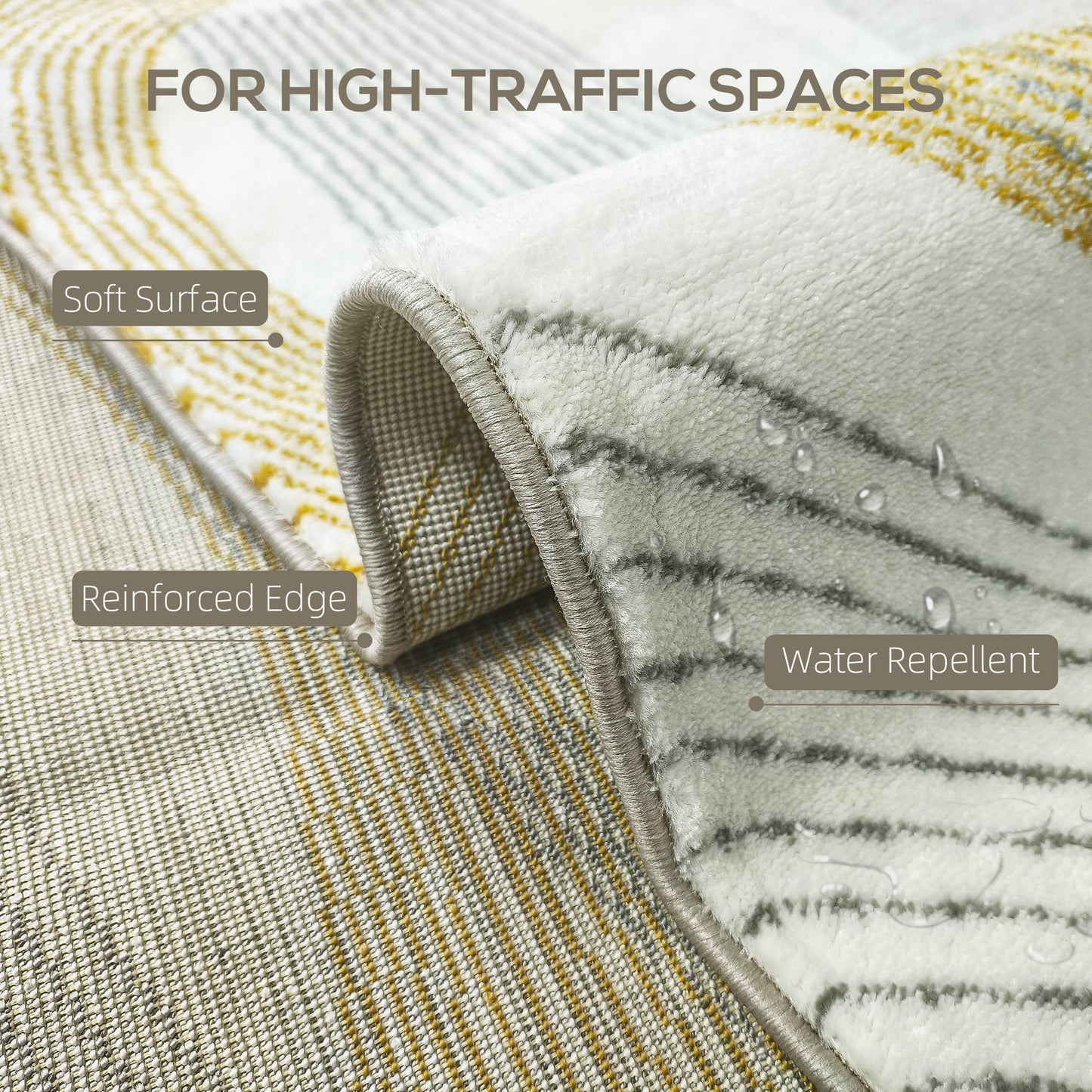 HOMCOM Modern Area Rug, Machine Washable, Allergy-Friendly, for Living Room, Bedroom, Dining Room, Home Office, 230x160 cm, Cream White