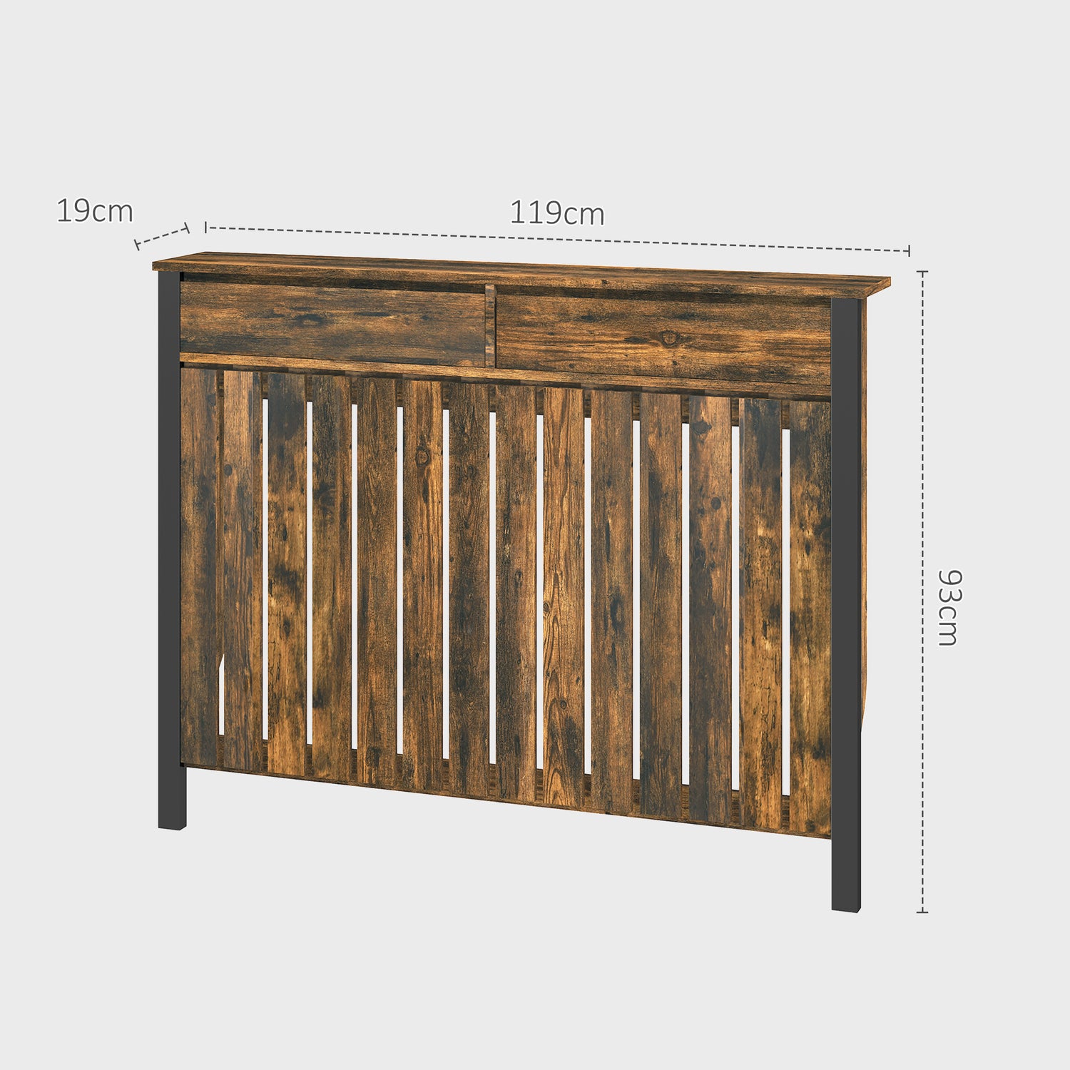 Rustic Look Radiator Cover HOMCOM 93 x 119cm Rustic-Look Radiator Cover - Brown/Black – mhstar.co.uk