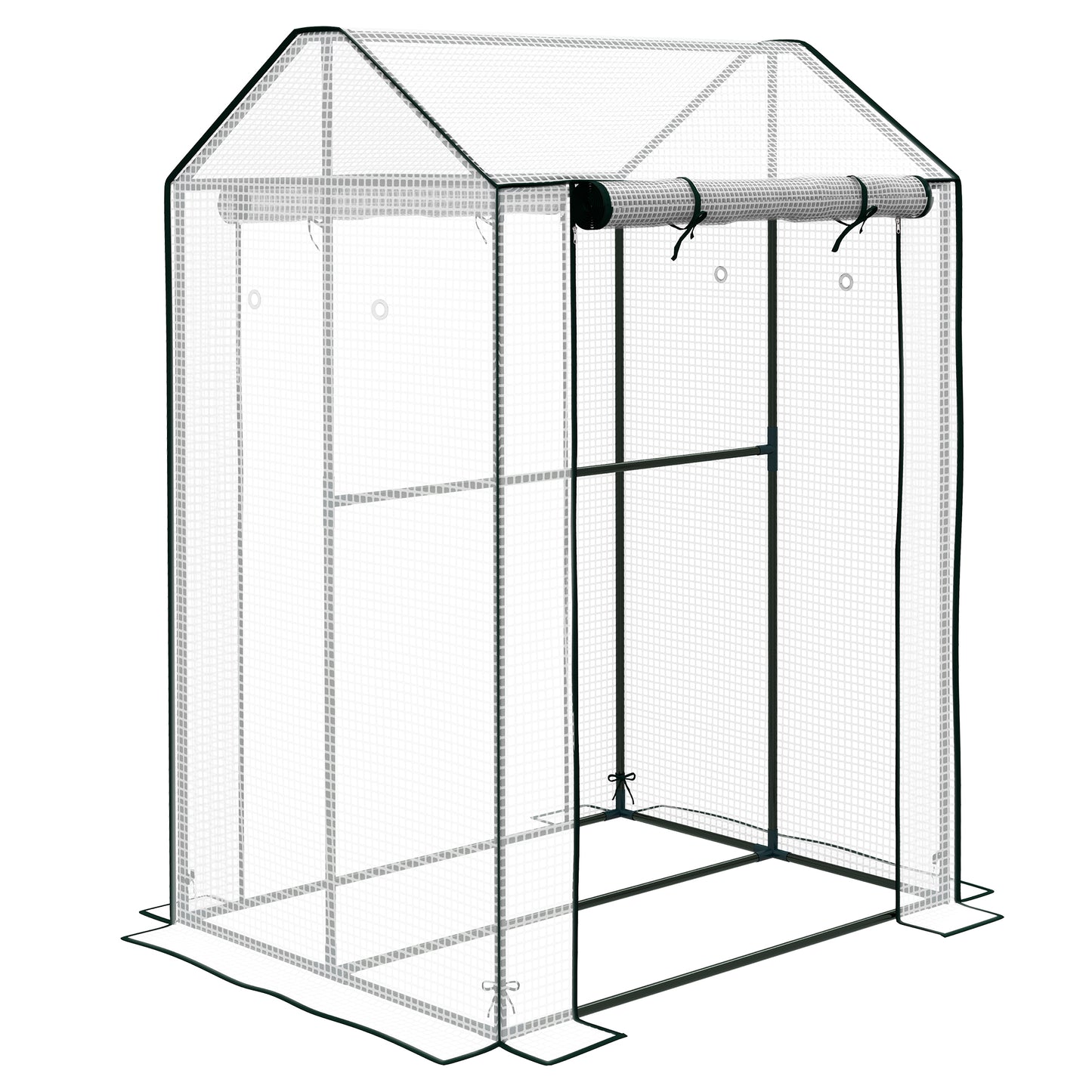 Outsunny Green House, Mini Greenhouse with 2 Roll-up Doors, Vent Holes and Reinforced Cover, 100 x 80 x 150cm