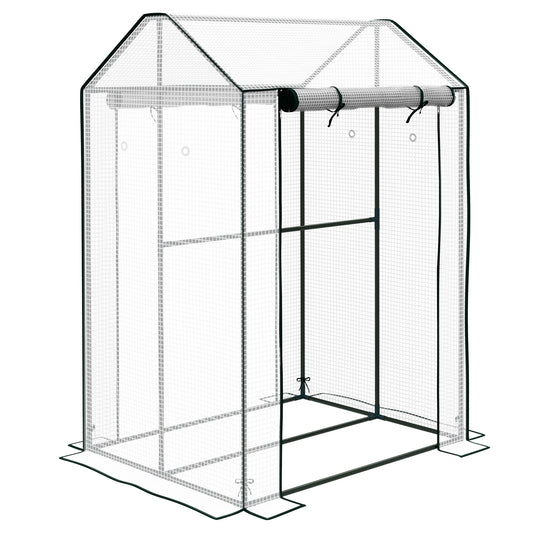 Outsunny Green House, Mini Greenhouse with 2 Roll-up Doors, Vent Holes and Reinforced Cover, 100 x 80 x 150cm