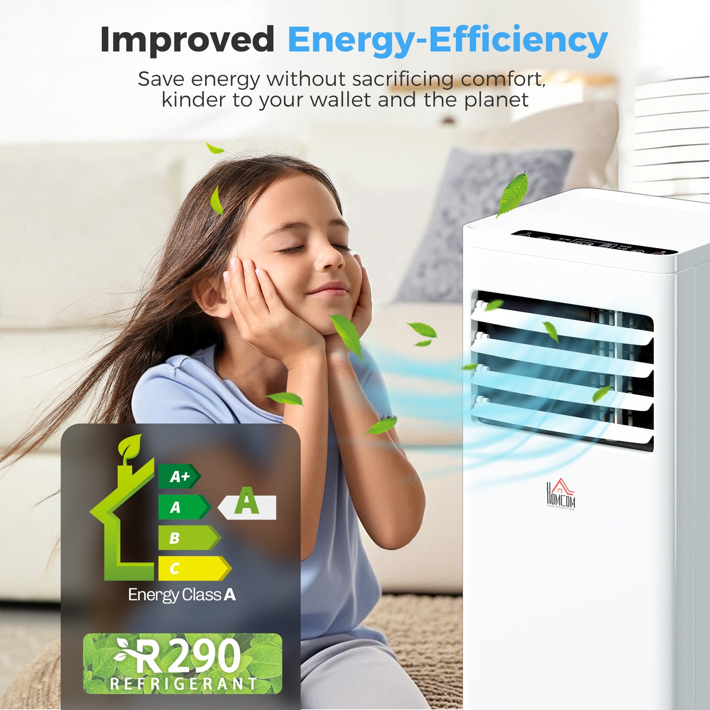 HOMCOM Portable Air Conditioner 9000 BTU, Air Conditioning Unit with Digital Display for Room up to 28m²