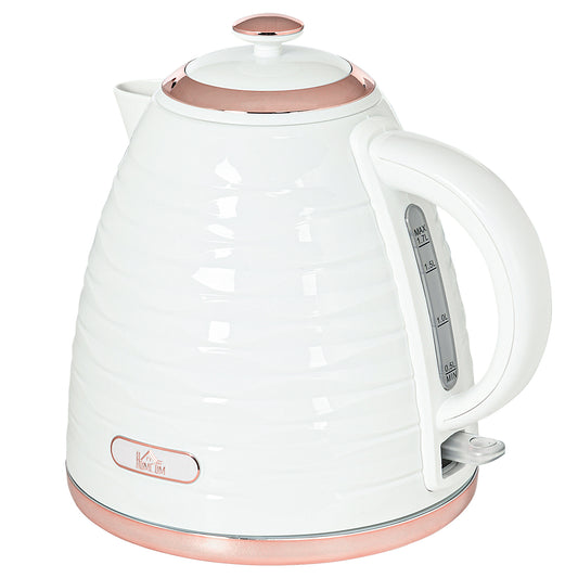 HOMCOM Electric Kettle, 1.7L, Fast Boil, 3kW Water Kettle with Removable Washable Anti-scale Filter - Cream