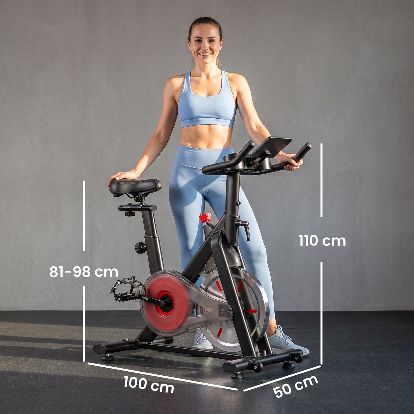 SPORTNOW Exercise Bike for Home Gym with Smart APP, Magnetic Resistance, Adjustable Seat & Handlebars, LCD Display, Wheels