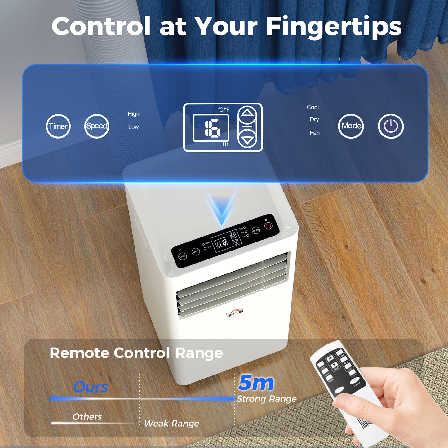 HOMCOM Portable Air Conditioner 9000 BTU, Air Conditioning Unit with Digital Display for Room up to 28m²