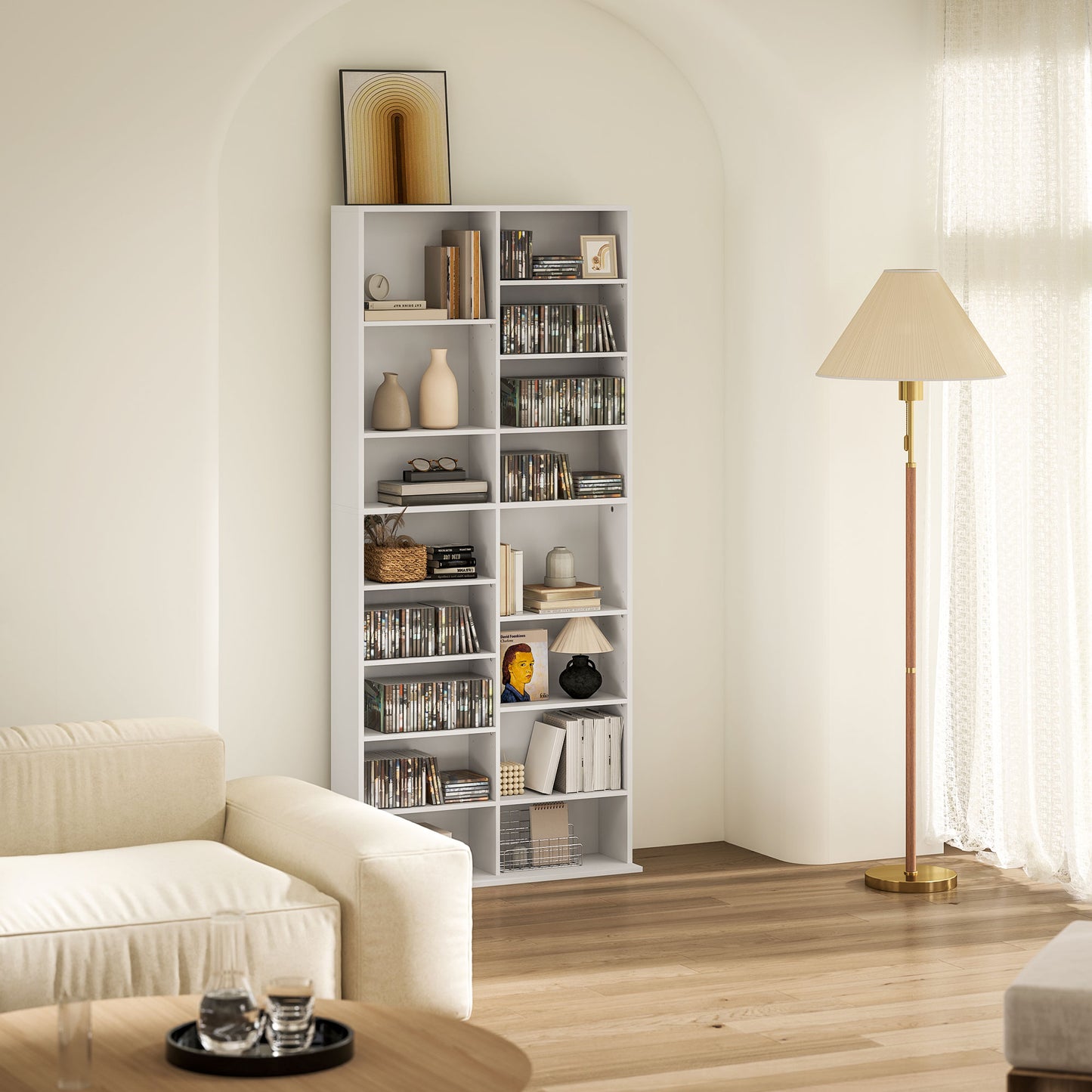 HOMCOM 640 CD/360 DVD/430 Blu-ray Storage Unit - White