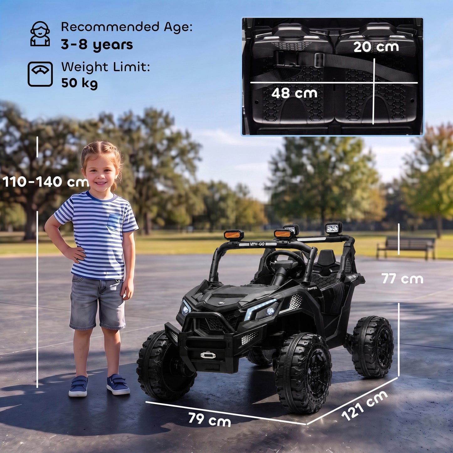 AIYAPLAY 24V 2 Seater Ride On Truck Car for Big Kids with Remote Control, Dual Motors, 4-Wheel Suspension for Ages 3-8, Black