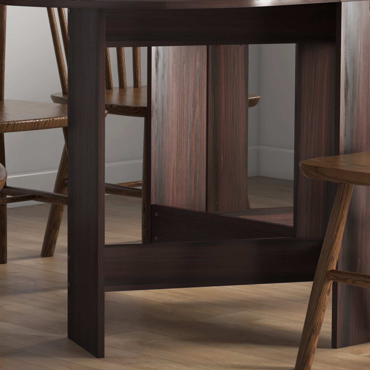 HOMCOM Folding Dining Table, Drop Leaf Table for Small Spaces, Oval Kitchen Table for Dining Room, Chocolate Wood Effect