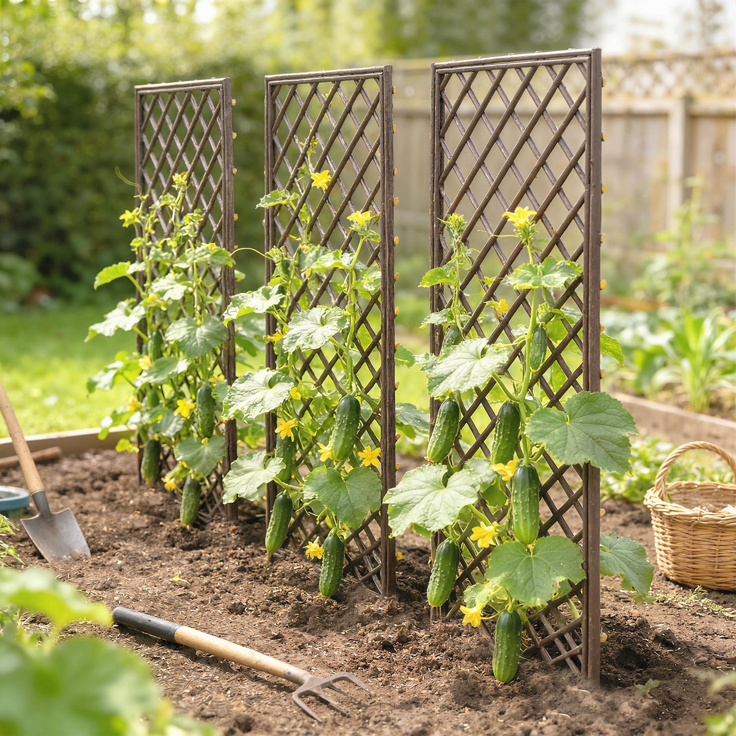 Outsunny Garden Arch, Garden Arbor with 8mm Wicker and Flat Top, Natural Wood Finish