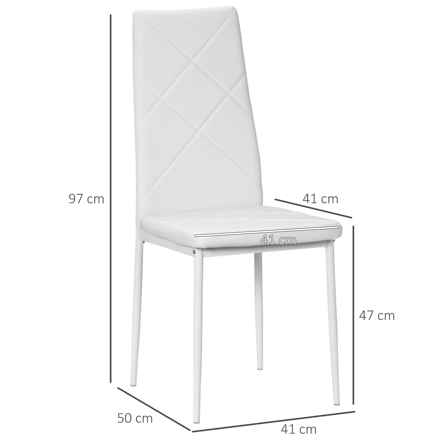 HOMCOM Faux Leather Dining Chairs Set of 4 - White