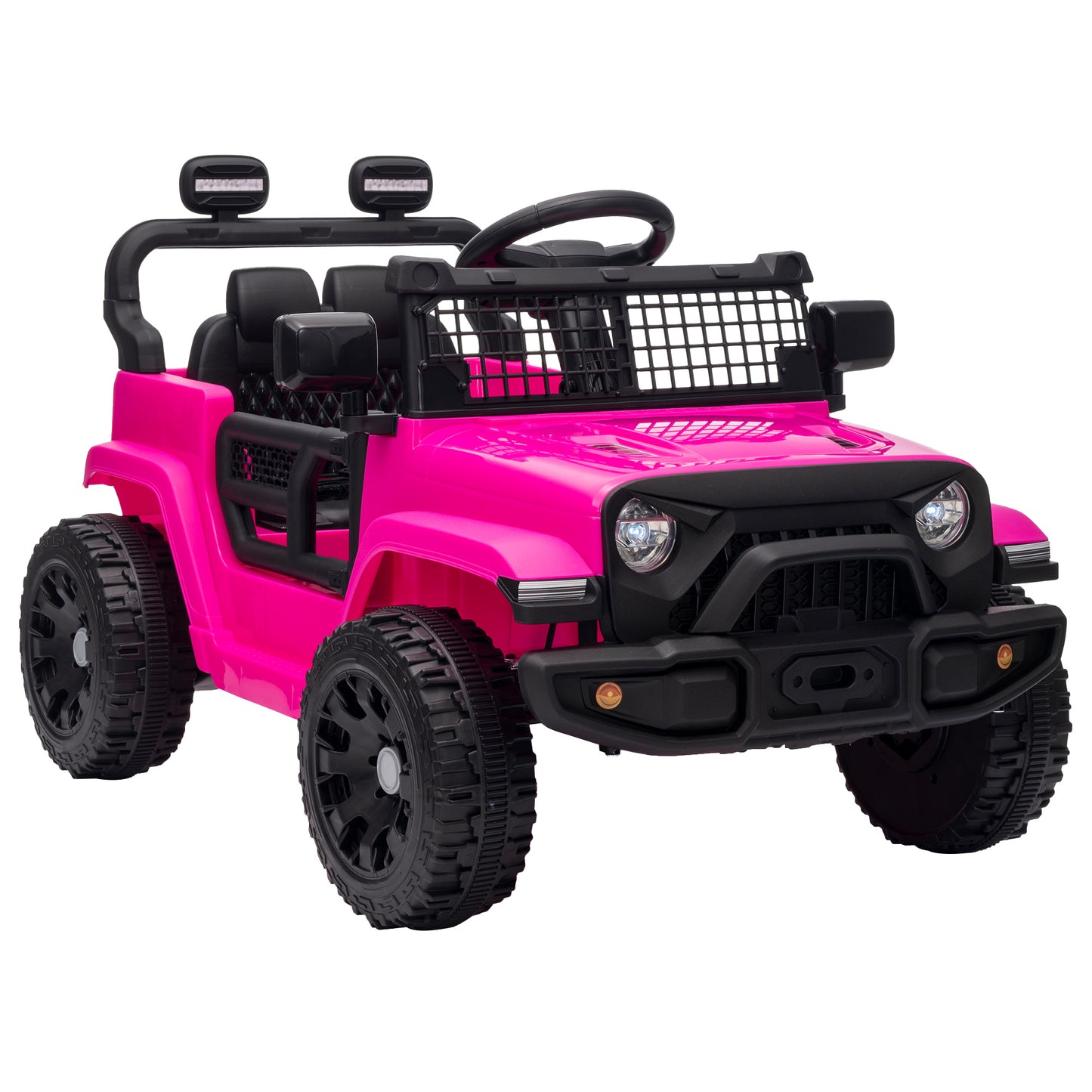 AIYAPLAY 12V Electric Car for Kids with Remote, Dual Motors, Rear Suspension, Soft Start, Music, Lights for 3-8 Years, Pink