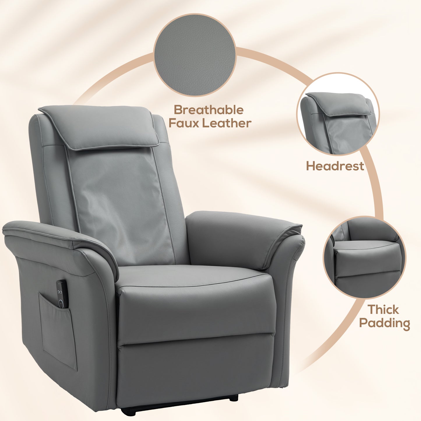 HOMCOM 3D Kneading Massage Recliner Chair, Electric Recliner, USB Port, Grey
