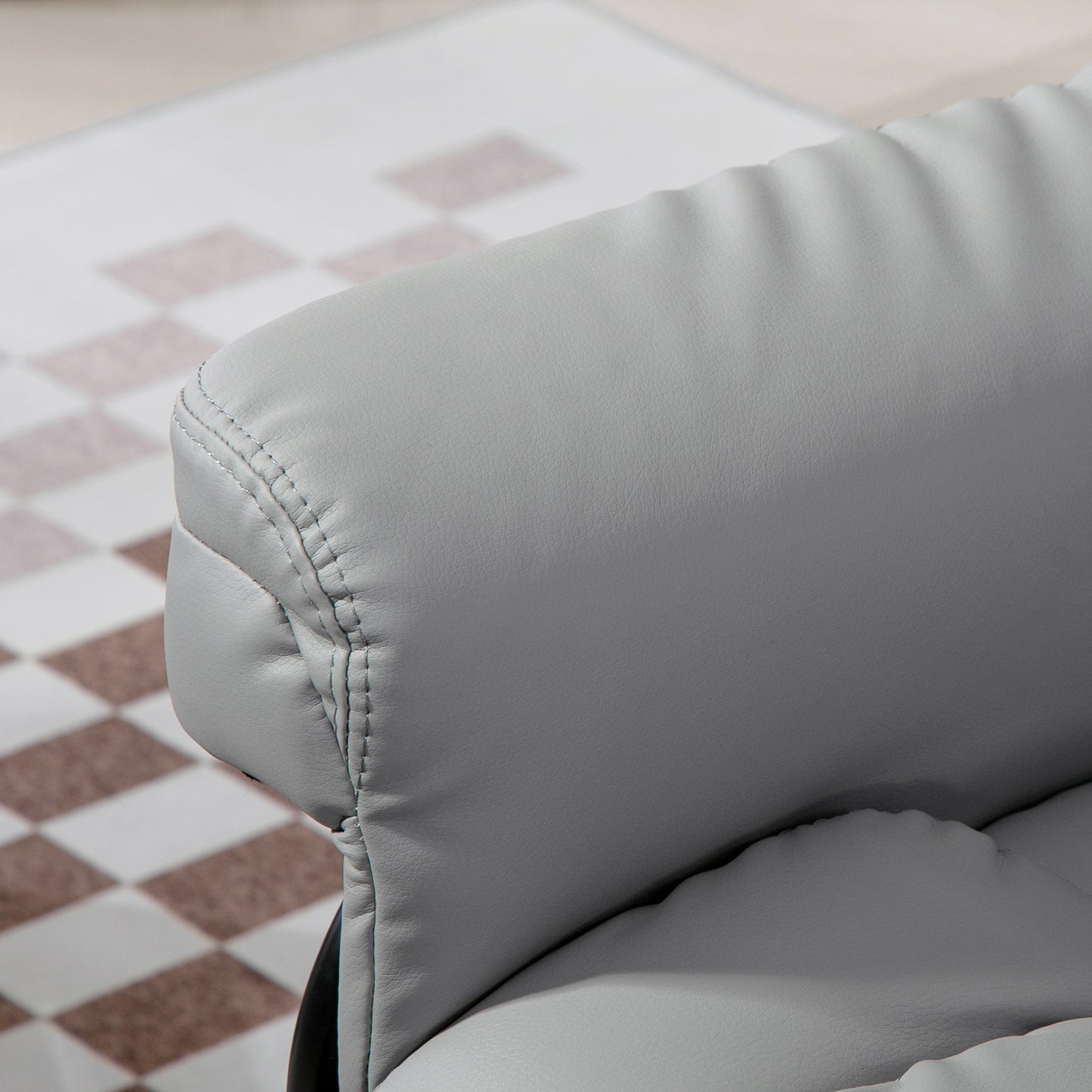 HOMCOM Faux Leather Recliner Chair and Footstool Light Grey