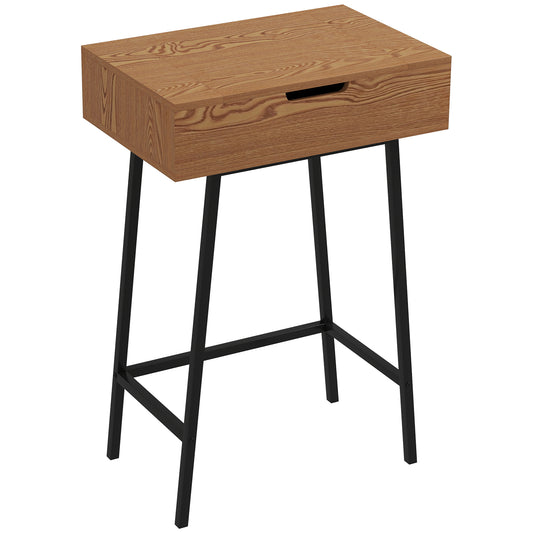 HOMCOM Vanity Desk with Flip-Up Mirror, Industrial Dressing Table with 16 Small Compartments for Bedroom, Natural Wood Effect