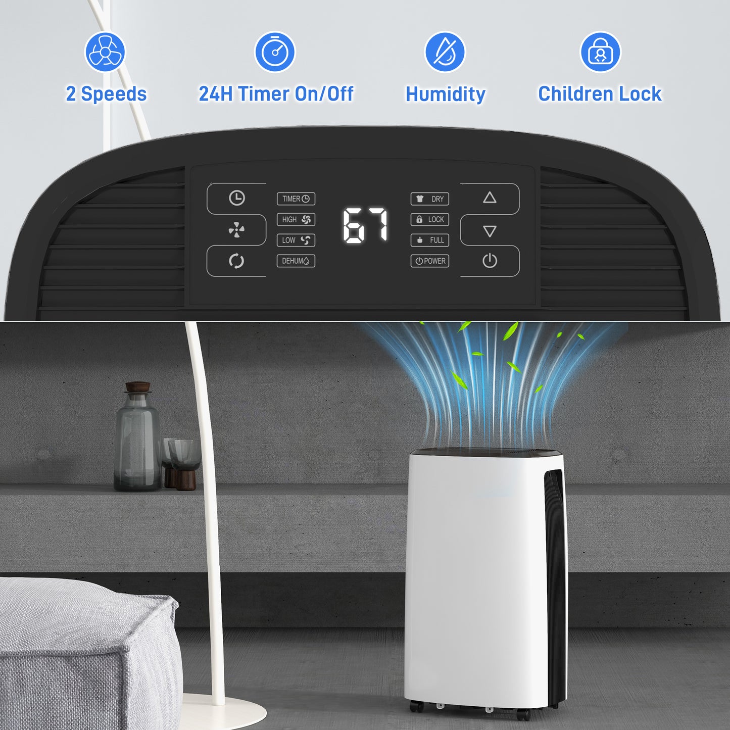 HOMCOM 16l/Day Dehumidifier, with Washable Filter and Timer - White