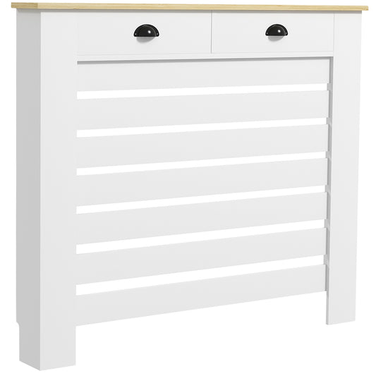 HOMCOM 95.5H x 111Wcm Radiator Cover, with Drawer - White