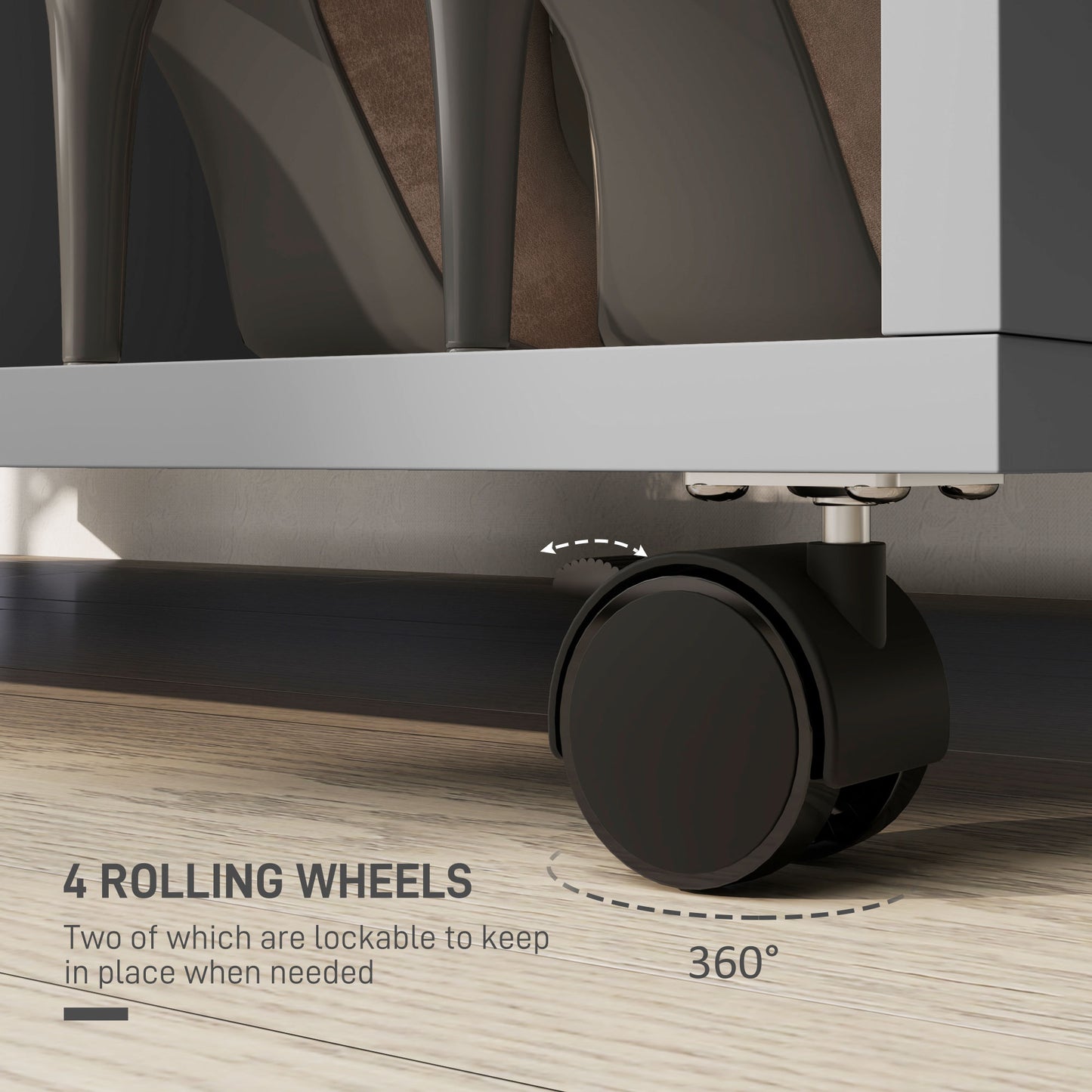 HOMCOM Open Wardrobe for Bedroom, Small Wardrobe on Wheels with Clothes Rail