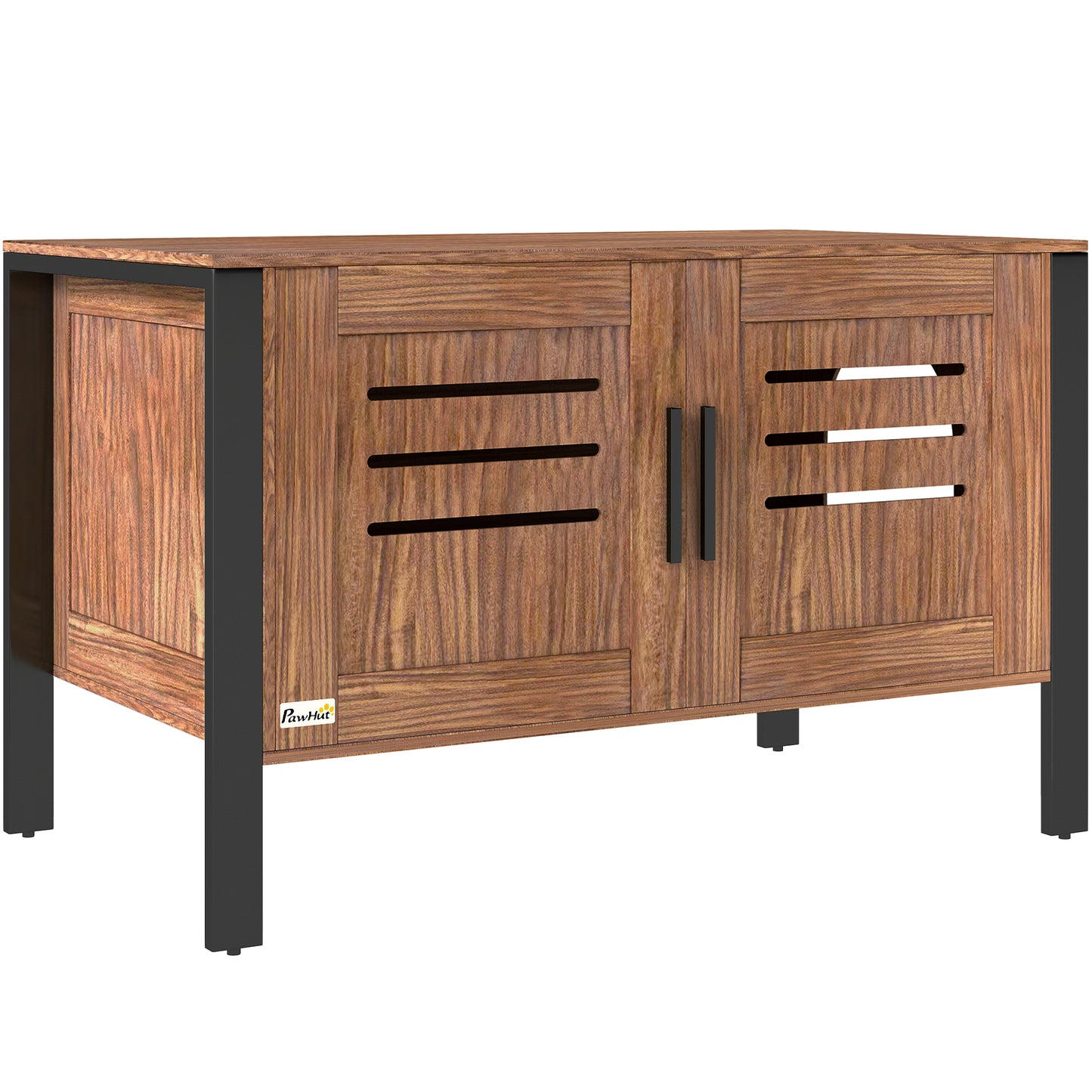 PawHut Cat Litter Box Enclosure with Tall Legs, Scratching Board, Double Doors, Ventilation Holes, 80 x 45 x 50 cm, Dark Brown