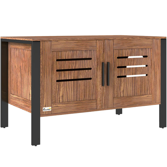 PawHut Cat Litter Box Enclosure with Tall Legs, Scratching Board, Double Doors, Ventilation Holes, 80 x 45 x 50 cm, Dark Brown