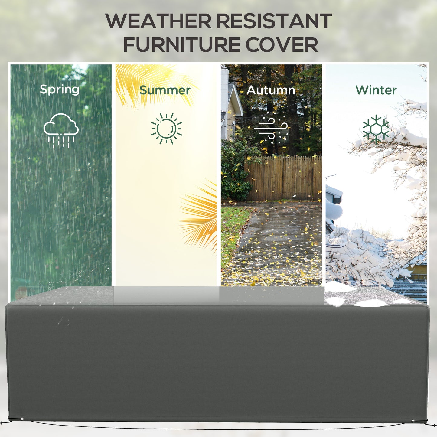 Outsunny Waterproof Outdoor Furniture Cover, 600D Heavy Duty Oxford for Rectangular Sofa/Table Set, 245x165x66 cm, Dark Grey