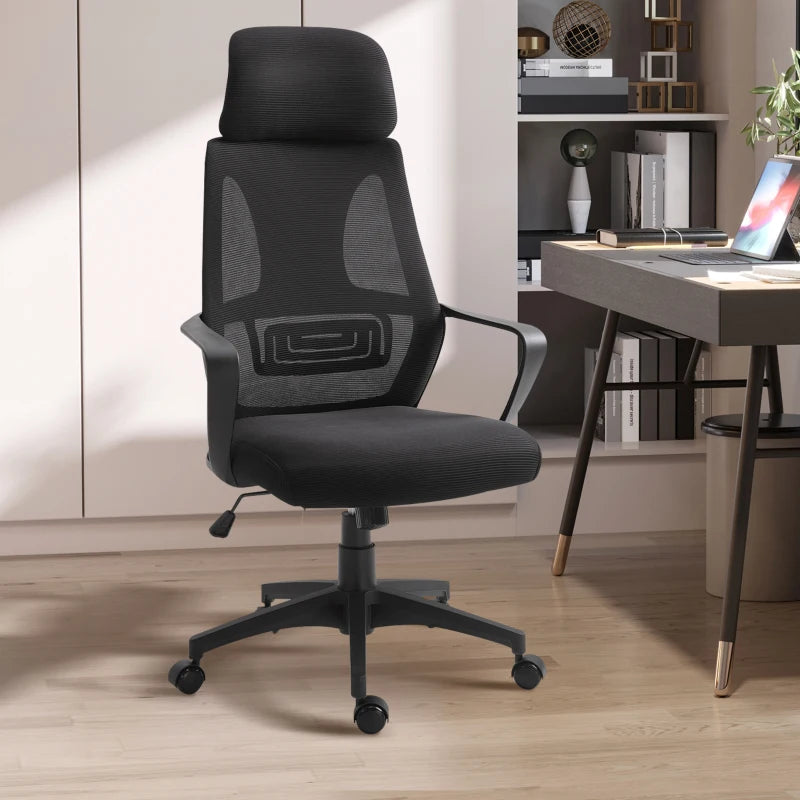 Vinsetto Mesh Ergonomic Home Office Chair w/ Headrest Black
