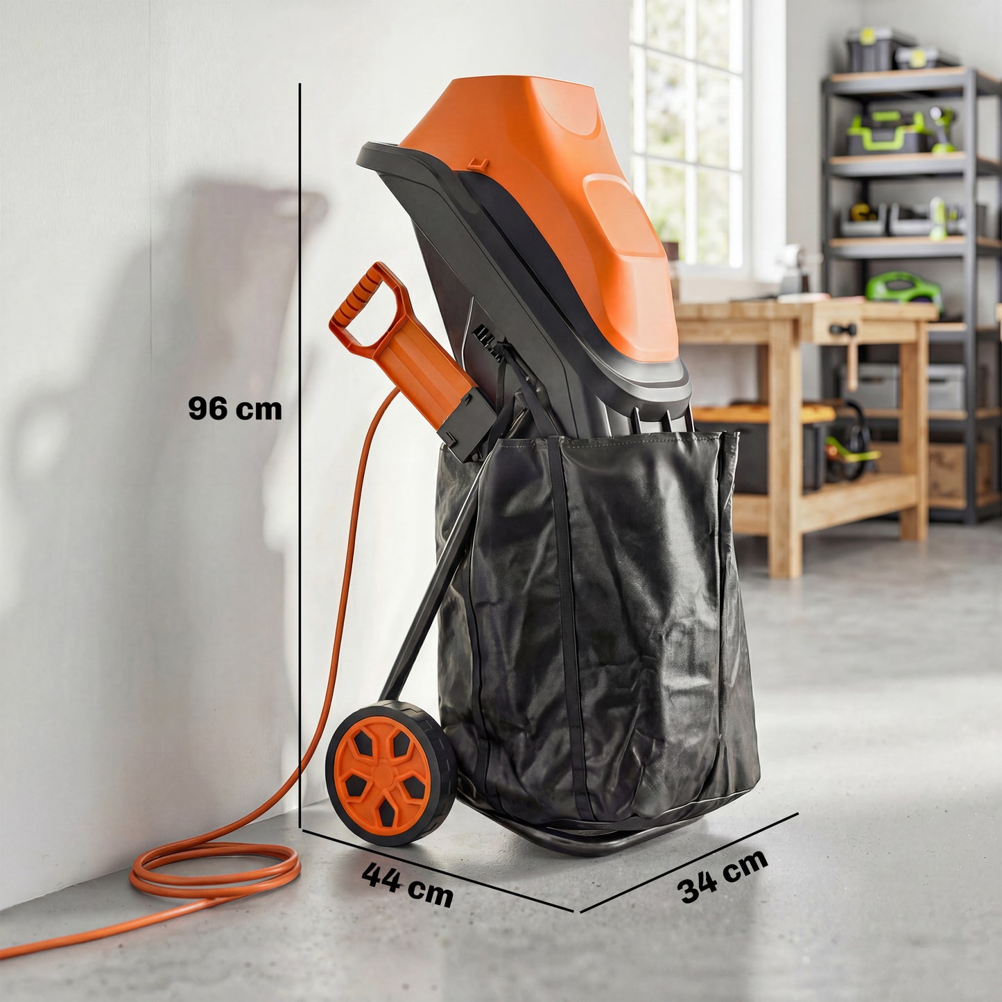 Outsunny 15-Amp Electric Wood Chipper, Corded Wood Mulcher Shredder with 45L Collection Bag, 4300RPM, 1.7" Cutting Diameter