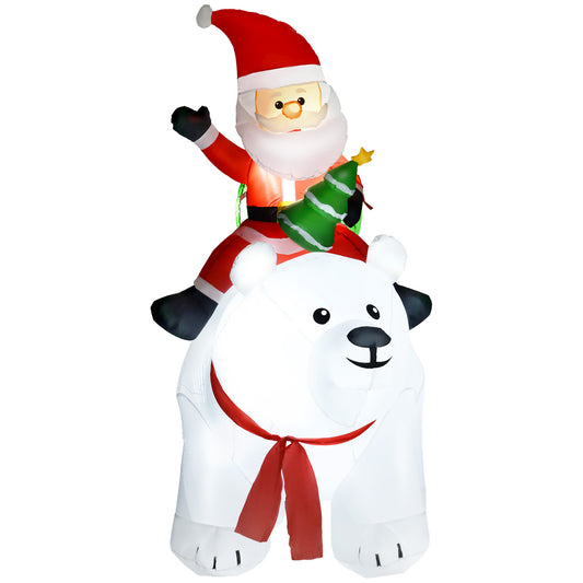 Outsunny 6.6ft Inflatable Santa Riding Polar Bear Decoration