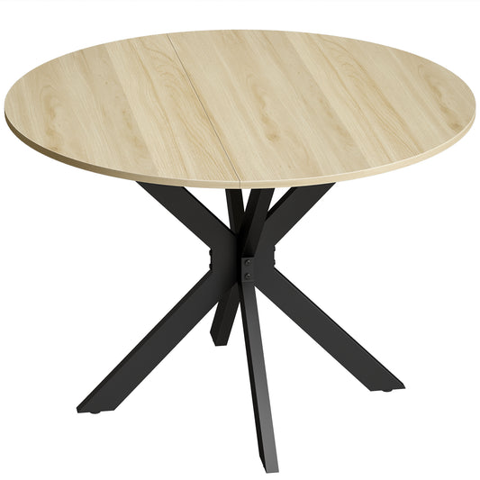 HOMCOM Folding Dining Table, Drop Leaf Table with Adjustable Feet, Natural Wood Finish