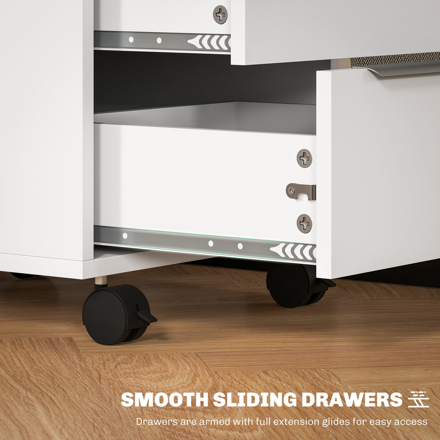 HOMCOM Three-Drawer Locking Filing Cabinet - White