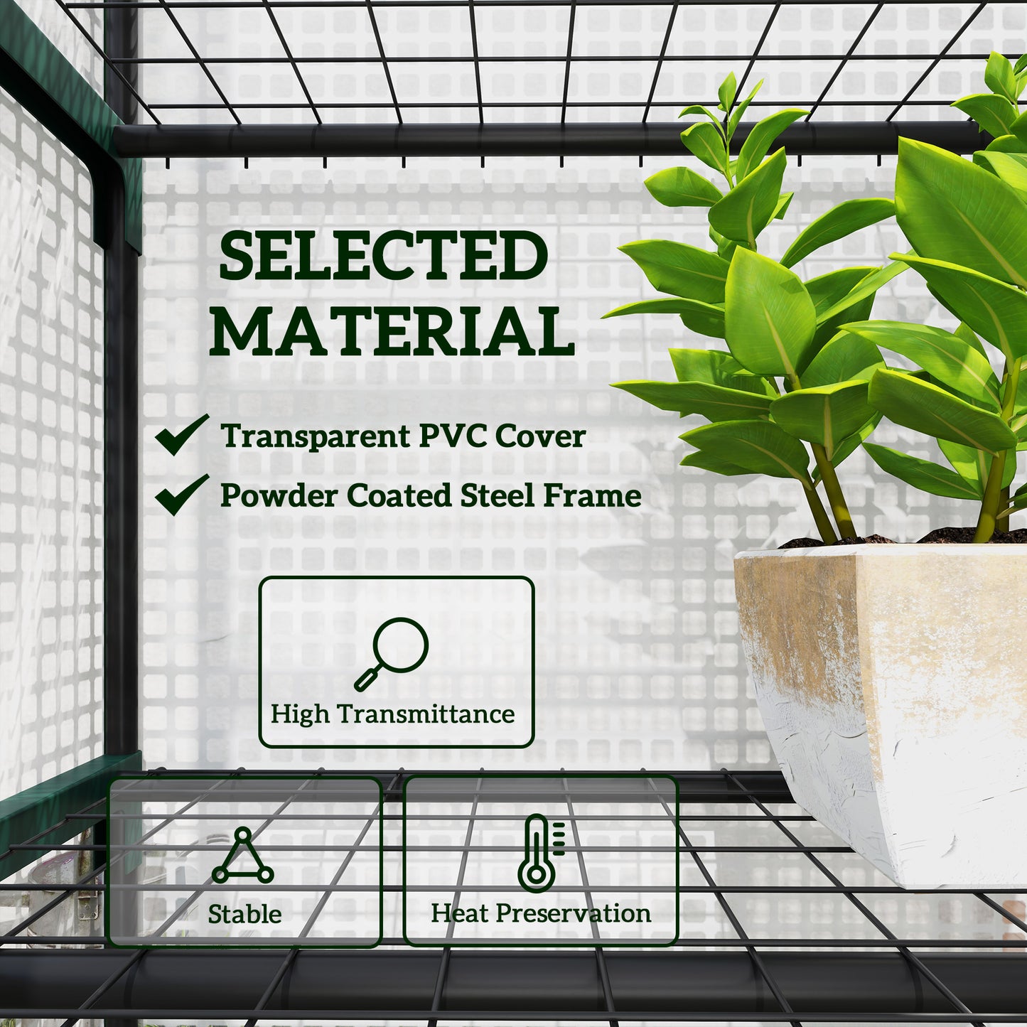 Outsunny 193cm Five Shelf Mini Greenhouse - Green border