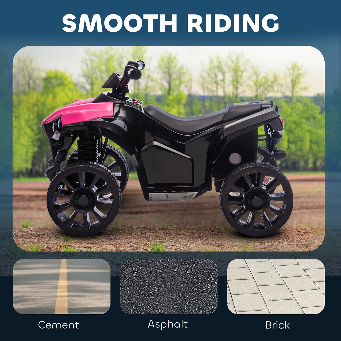 AIYAPLAY 6V Kids ATV, 4 Wheeler Electric Ride on Car with Music and LED Headlights, for Ages 3-8 Years Boys and Girls, Pink